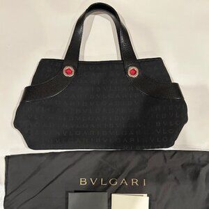 Brand New Authentic BVLGARI Lolita Small Black Canvas Handbag